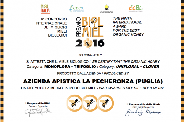 Miele di Trifoglio - Premio Biolmiel Miele di Trifoglio - Premio Biolmiel
