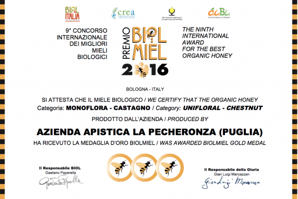 Miele di Castagno - Premio Biolmiel Miele di Castagno - Premio Biolmiel