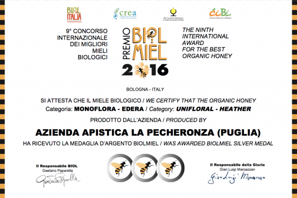 Miele di Edera - Premio Biolmiel Miele di Edera - Premio Biolmiel